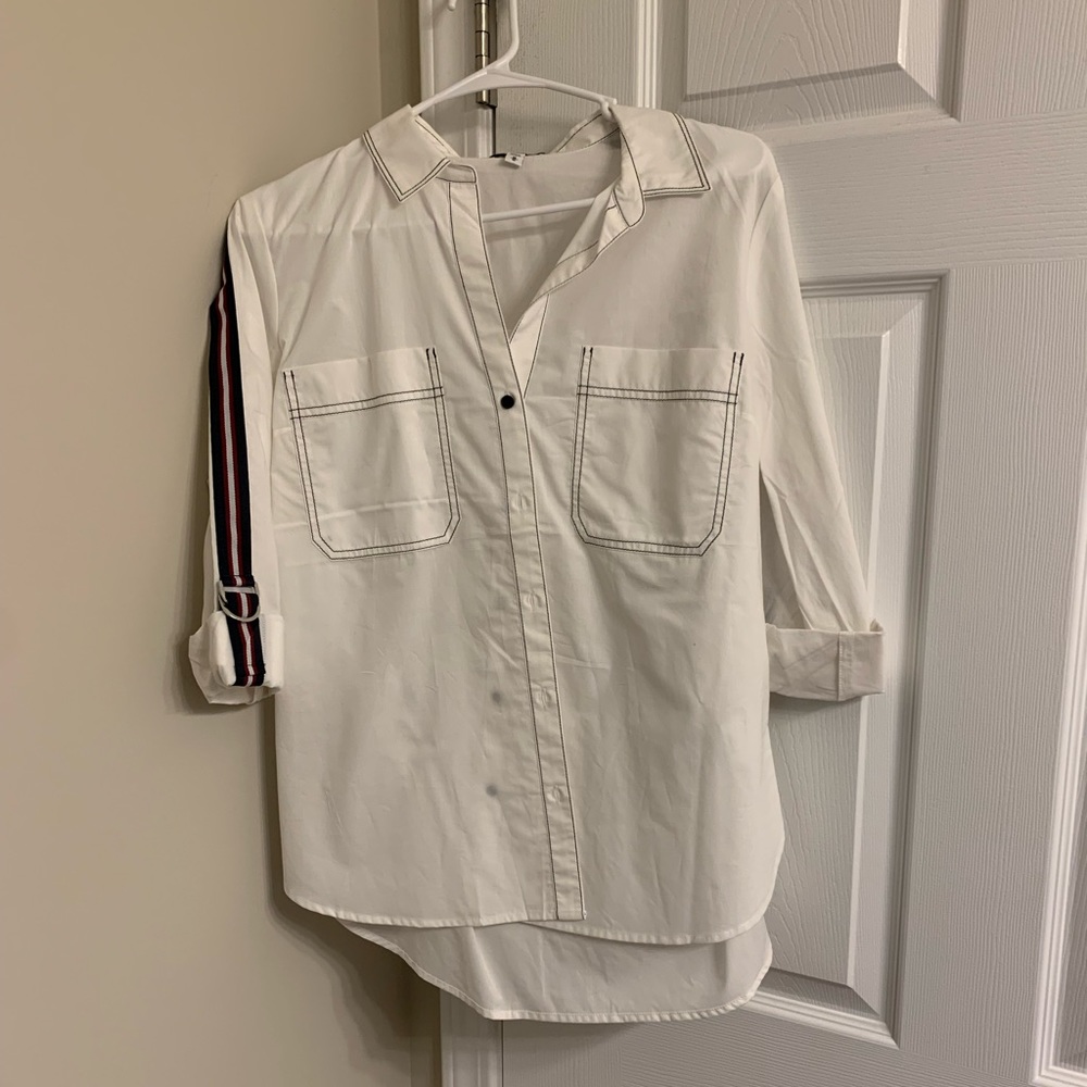 Nwot Express Button Up Sleeve Reverse Stitch Stri… - image 7